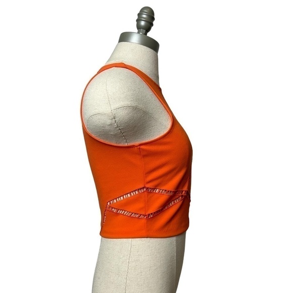 H&M By Night Neon Orange Lasercut Cut Out Sleeveless Crop Top Tank Size XS - Picture 7 of 10